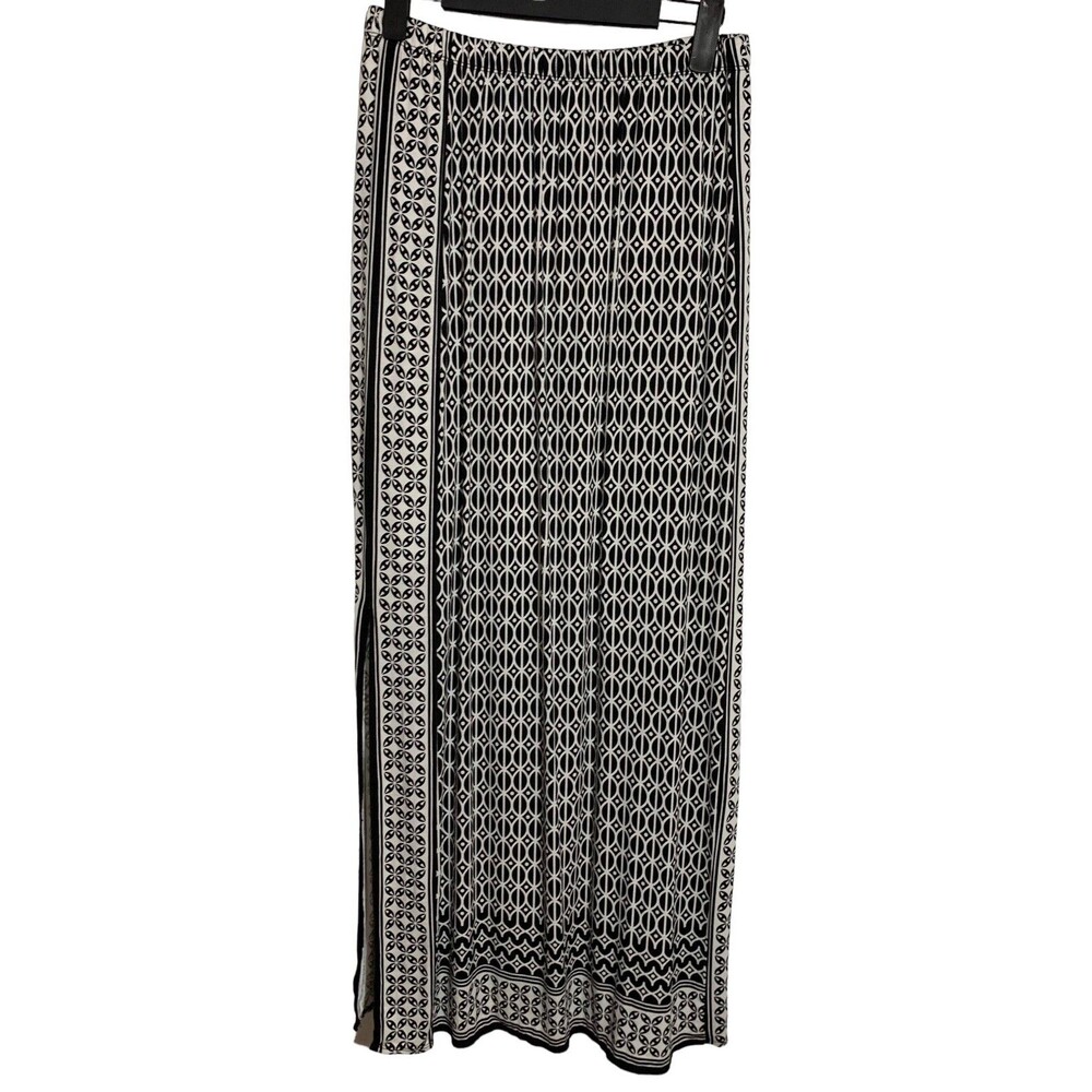 Max Studio Women's Size S Geometric Black & White Eclectic Pull On Maxi Skirt